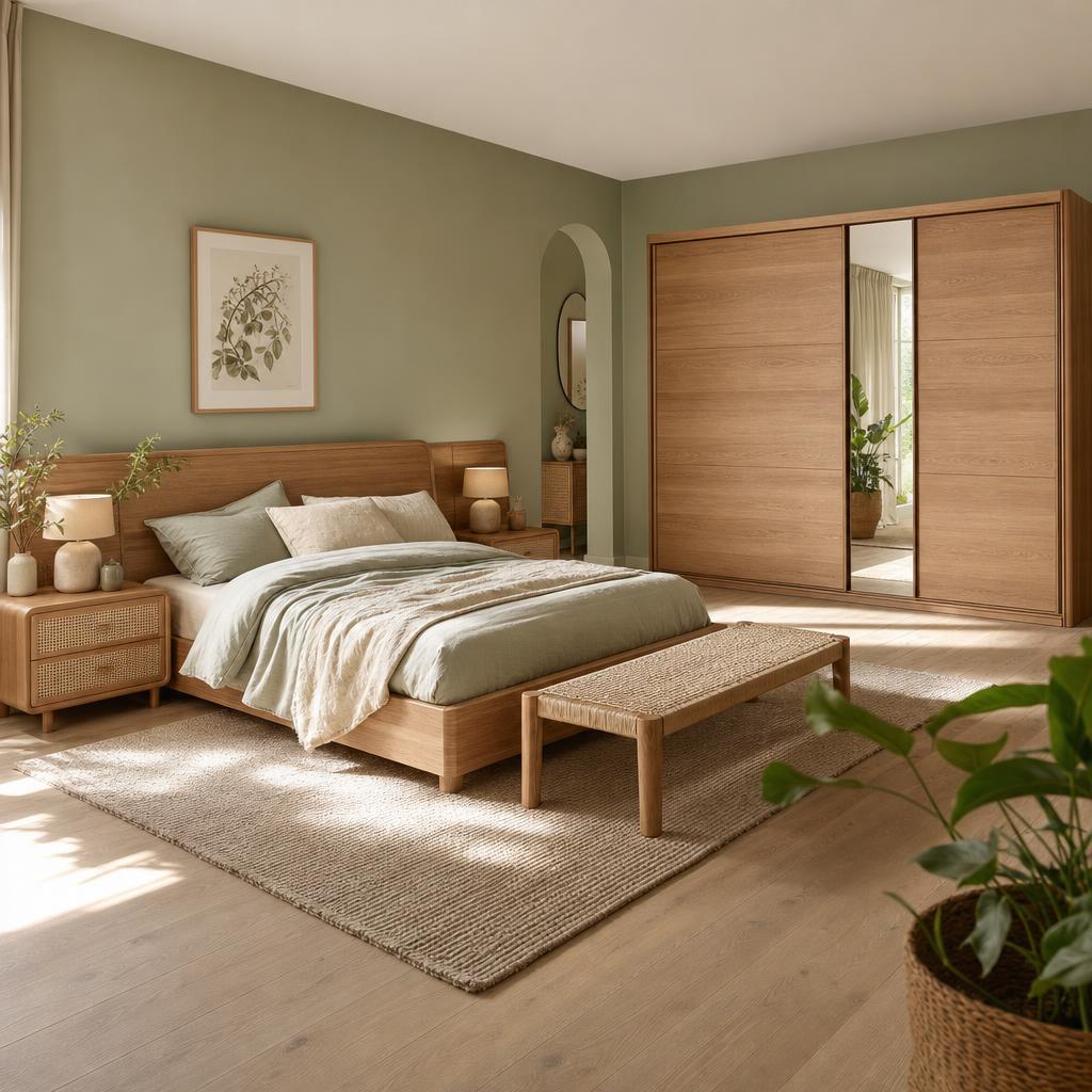 Nordic Oak & Sage Bedroom Set